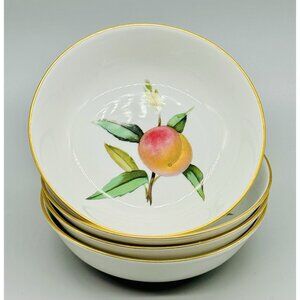Royal Worcester Evesham Gold England Fruit Bowls 5 5/8 inch Peach Lot of 4